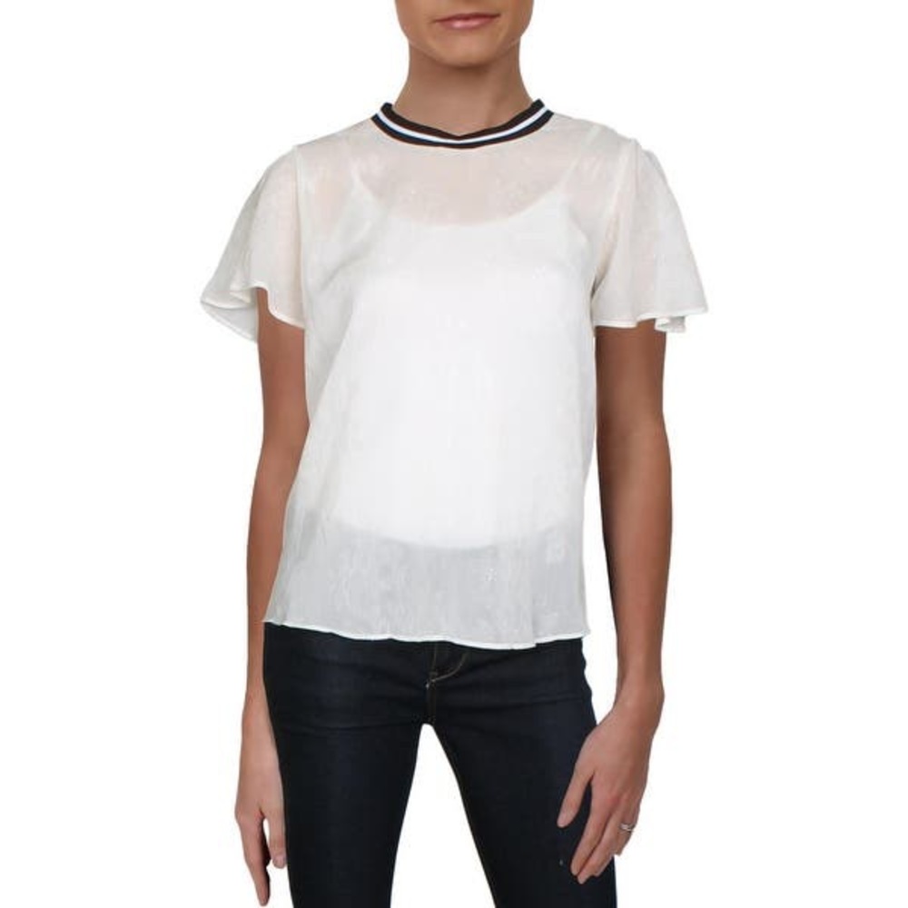 { RACHEL ROY } NWT Bridgett Ivory Sheer Metallic Blouse